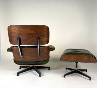 Rare Vintage Eames Lounge Chair & Ottoman 670/671 – 2nd Generation, 1960s | Walnut & Moss Green Leather