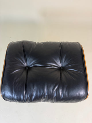 Eames 2nd Generation Ottoman in Rosewood and Black Leather