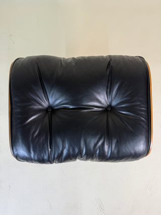 Eames 2nd Generation Ottoman in Rosewood and Black Leather