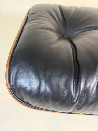Eames 2nd Generation Ottoman in Rosewood and Black Leather