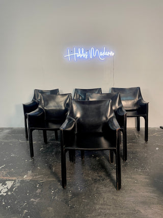 Set of Six Mario Bellini Cab Dining Armchairs for Cassina