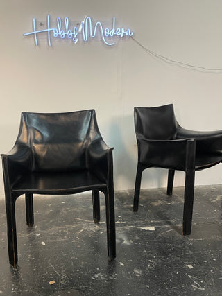 Set of Six Mario Bellini Cab Dining Armchairs for Cassina