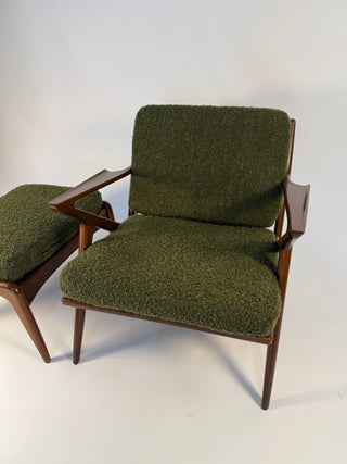 Poul Jensen “Z Chair” with Ottoman, Denmark Circa 1950's