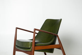 Ib Kofod-Larsen “Sälen” Seal Lounge Chair for OPE, Sweden — Afromosia & Moss Leather