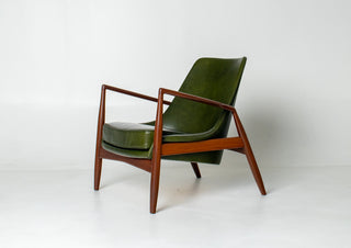 Ib Kofod-Larsen “Sälen” Seal Lounge Chair for OPE, Sweden — Afromosia & Moss Leather