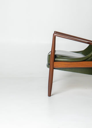 Ib Kofod-Larsen “Sälen” Seal Lounge Chair for OPE, Sweden — Afromosia & Moss Leather