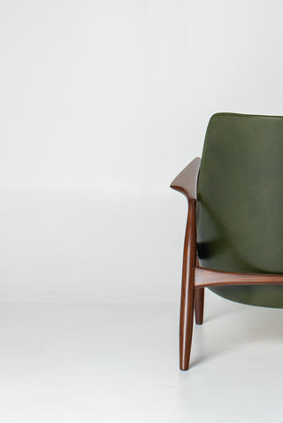Ib Kofod-Larsen “Sälen” Seal Lounge Chair for OPE, Sweden — Afromosia & Moss Leather