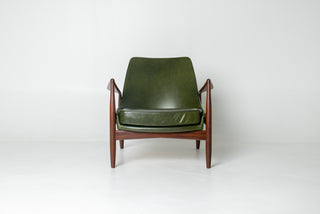 Ib Kofod-Larsen “Sälen” Seal Lounge Chair for OPE, Sweden — Afromosia & Moss Leather