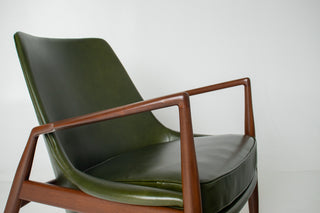 Ib Kofod-Larsen “Sälen” Seal Lounge Chair for OPE, Sweden — Afromosia & Moss Leather