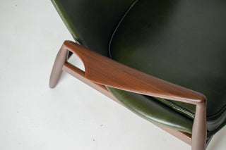 Ib Kofod-Larsen “Sälen” Seal Lounge Chair for OPE, Sweden — Afromosia & Moss Leather