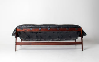 Percival Lafer Couch MP-41 in New Black leather and Brazilian Hardwood