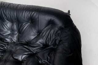Percival Lafer Couch MP-41 in New Black leather and Brazilian Hardwood