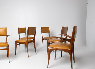 Carlo De Carli Model 671 Dining Chairs – Set of Six in Walnut for Singer & Sons