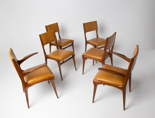 Carlo De Carli Model 671 Dining Chairs – Set of Six in Walnut for Singer & Sons