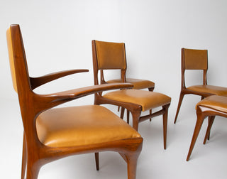 Carlo De Carli Model 671 Dining Chairs – Set of Six in Walnut for Singer & Sons