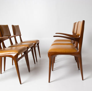 Carlo De Carli Model 671 Dining Chairs – Set of Six in Walnut for Singer & Sons