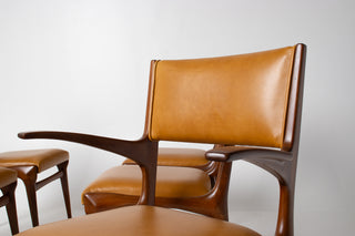 Carlo De Carli Model 671 Dining Chairs – Set of Six in Walnut for Singer & Sons