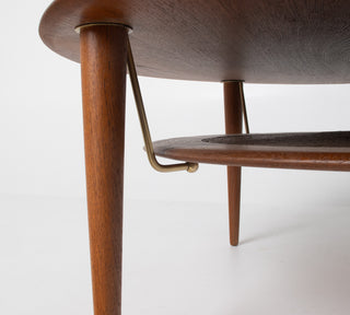 Peter Hvidt and Orla Mølgaard-Nielsen Round Solid Teak Coffee Table  Denmark, 1950s