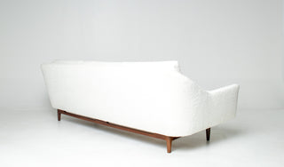 Jens Risom Model 2516 Sculptural Sofa – Vanilla Ice Cream Bouclé with Walnut Base