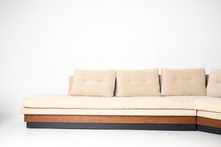 In process: Adrian Pearsall Walnut Platform Sectional Sofa with Integrated Corner Table