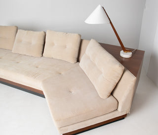 In process: Adrian Pearsall Walnut Platform Sectional Sofa with Integrated Corner Table