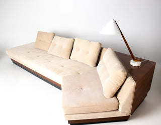 In process: Adrian Pearsall Walnut Platform Sectional Sofa with Integrated Corner Table