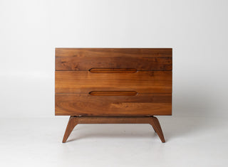 Solid Walnut Three Drawer Dresser by Ace-Hi with splayed legs