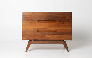 Solid Walnut Three Drawer Dresser by Ace-Hi with splayed legs