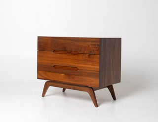 Solid Walnut Three Drawer Dresser by Ace-Hi with splayed legs
