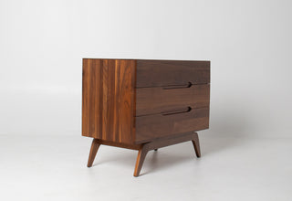 Solid Walnut Three Drawer Dresser by Ace-Hi with splayed legs