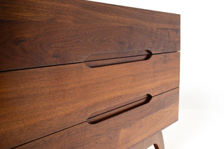 Solid Walnut Three Drawer Dresser by Ace-Hi with splayed legs