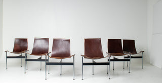 Set of 6 Katavolos, Littell & Kelley for Laverne “T” Dining Chairs in Oxblood Leather