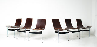 Set of 6 Katavolos, Littell & Kelley for Laverne “T” Dining Chairs in Oxblood Leather