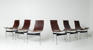 Set of 6 Katavolos, Littell & Kelley for Laverne “T” Dining Chairs in Oxblood Leather