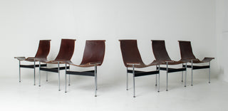 Set of 6 Katavolos, Littell & Kelley for Laverne “T” Dining Chairs in Oxblood Leather