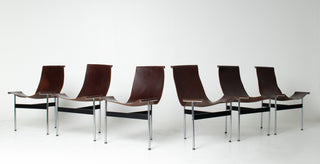 Set of 6 Katavolos, Littell & Kelley for Laverne “T” Dining Chairs in Oxblood Leather