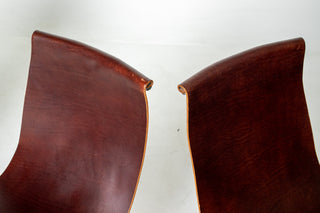 Set of 6 Katavolos, Littell & Kelley for Laverne “T” Dining Chairs in Oxblood Leather