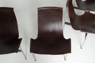 Set of 6 Katavolos, Littell & Kelley for Laverne “T” Dining Chairs in Oxblood Leather