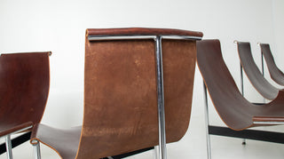 Set of 6 Katavolos, Littell & Kelley for Laverne “T” Dining Chairs in Oxblood Leather