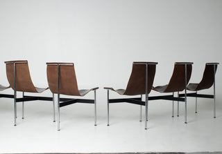 Set of 6 Katavolos, Littell & Kelley for Laverne “T” Dining Chairs in Oxblood Leather