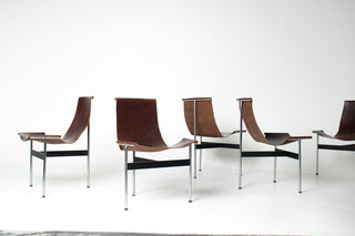 Set of 6 Katavolos, Littell & Kelley for Laverne “T” Dining Chairs in Oxblood Leather