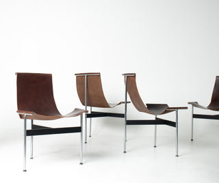 Set of 6 Katavolos, Littell & Kelley for Laverne “T” Dining Chairs in Oxblood Leather
