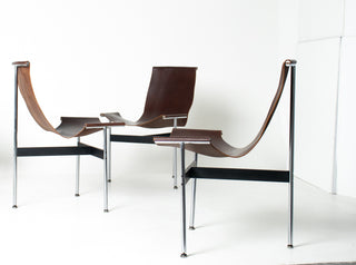 Set of 6 Katavolos, Littell & Kelley for Laverne “T” Dining Chairs in Oxblood Leather