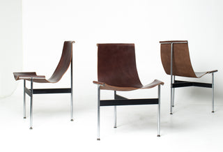 Set of 6 Katavolos, Littell & Kelley for Laverne “T” Dining Chairs in Oxblood Leather