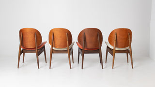 Seymour James Weiner for Kodawood Clam Shell Set of Four Dining Chairs