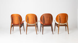 Seymour James Weiner for Kodawood Clam Shell Set of Four Dining Chairs
