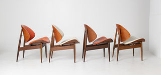 Seymour James Weiner for Kodawood Clam Shell Set of Four Dining Chairs