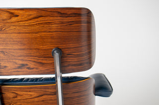 3rd Generation Eames Lounge Chair and Ottoman in Midnight Blue Leather