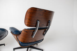 3rd Generation Eames Lounge Chair and Ottoman in Midnight Blue Leather