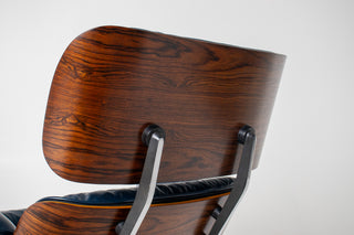 3rd Generation Eames Lounge Chair and Ottoman in Midnight Blue Leather